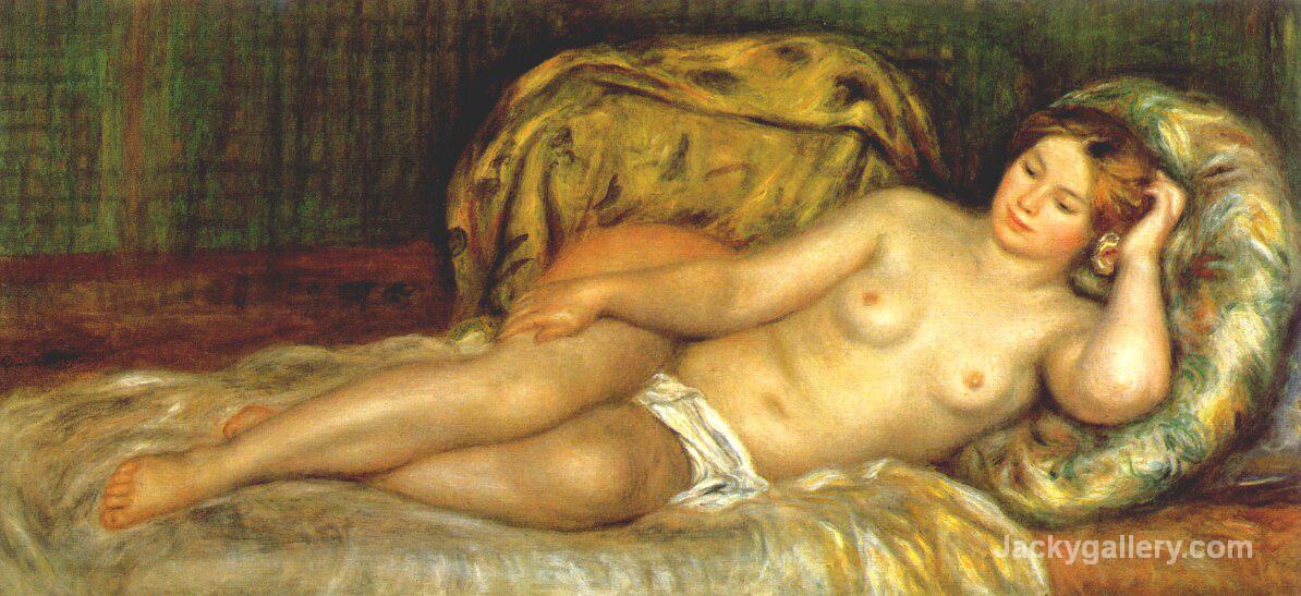 Nude reclining on cushions by Pierre Auguste Renoir paintings reproduction